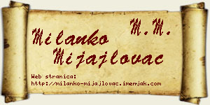 Milanko Mijajlovac vizit kartica
